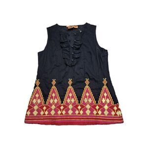 Nwot Tory Burch Women's Sleeveless Embellished Ruffles Cotton Blend Tunic 6